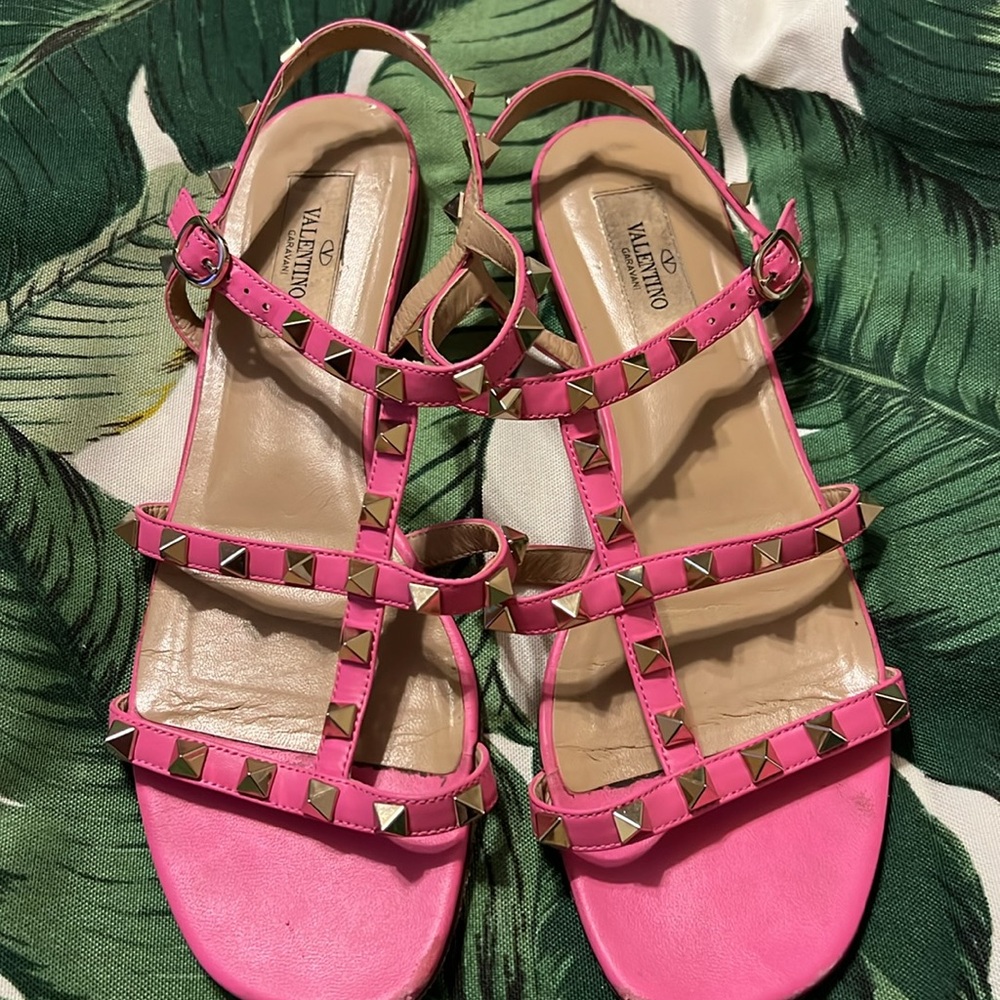 Valentino Rockstud Sandal Pink Ankle Straps - Picture 8 of 8